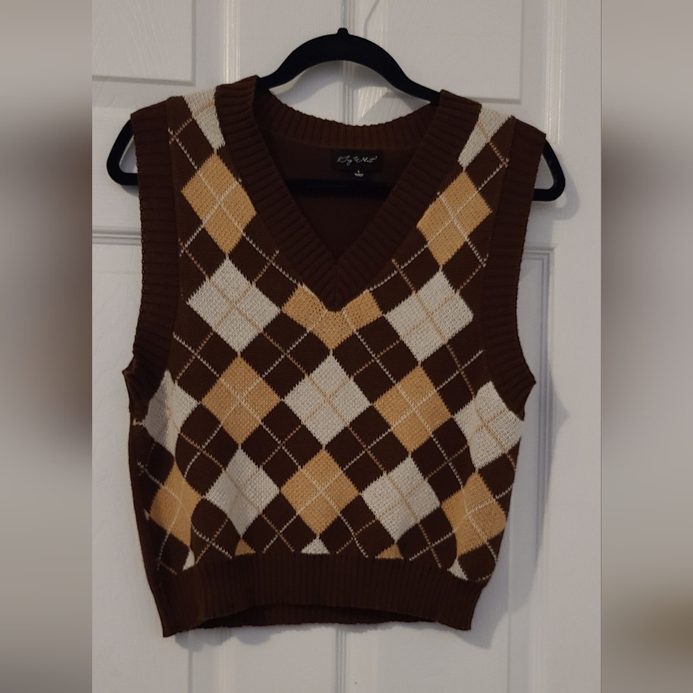 Sweater Vest brown, Say what?